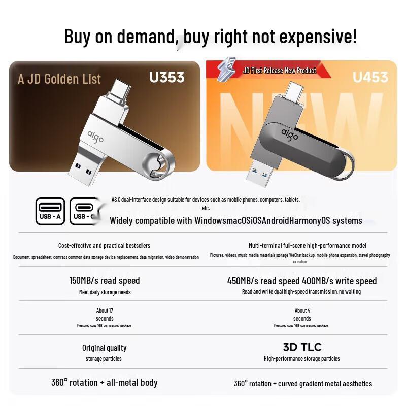 aigo U453 Type-C USB 3.2 Dual-Interface Flash Drive