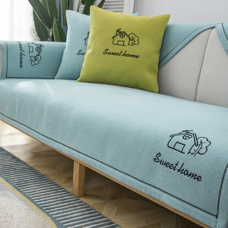 Baumwolle Leinen Sofa Matte Feder Anti-Rutsch Staubdicht Bequemes Sitzkissen Einfache Heim Wohnzimmer Dekoration Rückenlehnenbezug