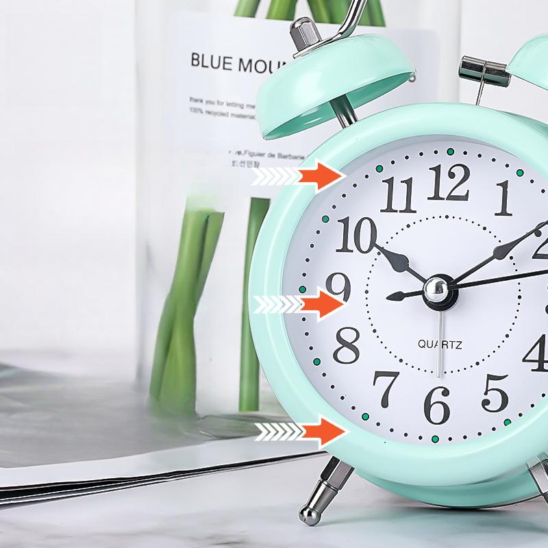 Simple Dormitory Student Alarm Clock Metal Small Alarm Clock Children's Bedroom Bedside Clock Silent Luminous Quartz Watch