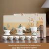 Yi Pan Mutton Fat Jade White Porcelain Tea Set - Red Lotus