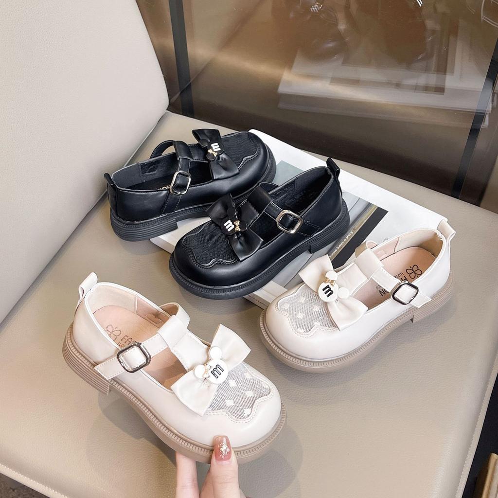 Girls leather shoes 2025 summer new children's bow performance shoes girls princess shoes mesh breathable single shoes tide