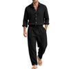 Men's Long Sleeve Shirt and Straight Leg Pants Set Vacation Casual Two-Piece Outfit