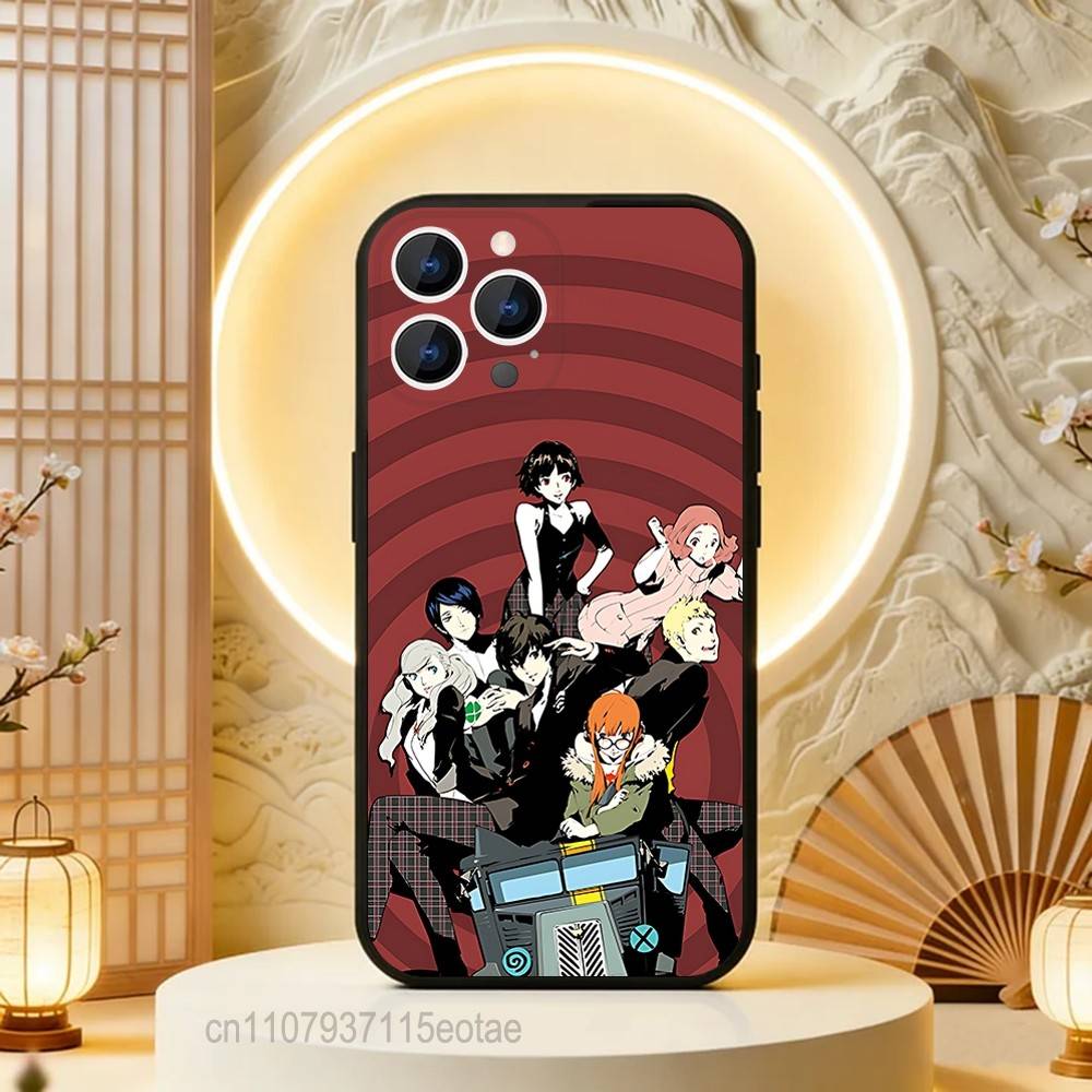Custodia per Telefono Gioco P-Persona 5 Per iPhone 17,16,15,14,13,12,11,Pro,Max,Plus,E,Air,Mini Nera Antiurto Funda Cover