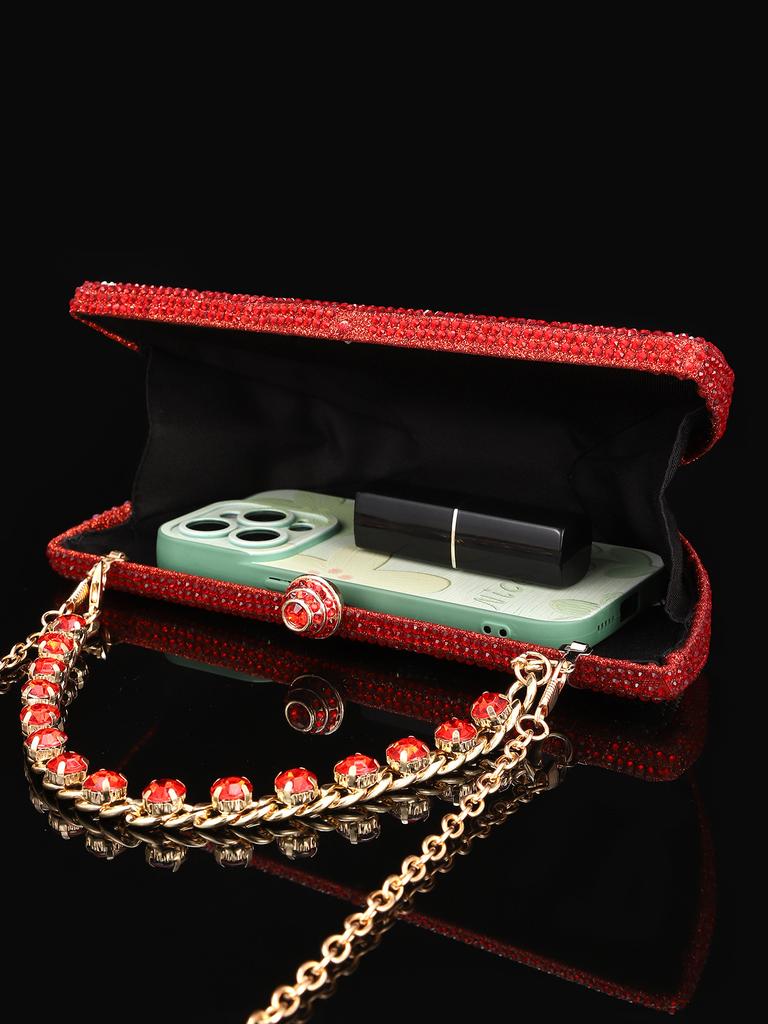 WHTUOHENG Watermelon Crystal Rhinestone Handbag Luxury Designer Wedding Party Ladies Clutch Bag Diamond Bridal Evening Purse