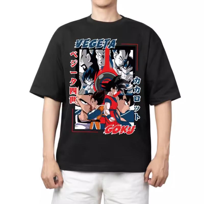 2026 New Dragon Ball Pattern Printed Tshirt  Mens Americanstyle Retro Versatile Shortsleeved Tshirt