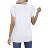 Ladies Summer Knot Short Sleeve V Neck Solid Color Pullover T Shirt Top