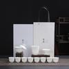 Dehua white porcelain suet jade kung fu tea set, simple and portable for home use, business event souvenir, opening gift
