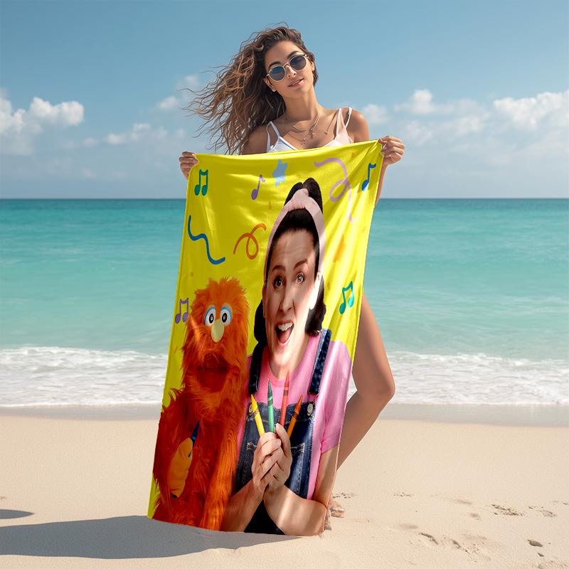 Beach Towel with Ms. Rachel1 Pattern - soft,absorbent,machine washable Lightweight&Modern,swimming,Travel Essentials