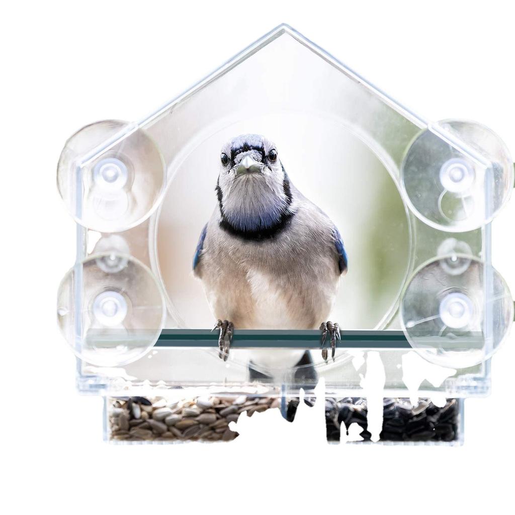 House-shaped Plastic Acrylic Plexiglass Bird Feeder Acrylic Pet Bird Feeder 21.5*20.5*10cm