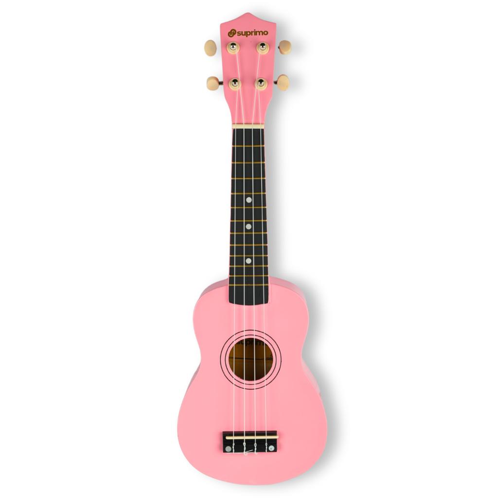 Suprimo Uk21 Set Pk Ukulele Sopran 21" Rosa Holz Tasche 3 Plektren Ersatzsaiten Stimmgerät Set Für Kinder Zum Lernen