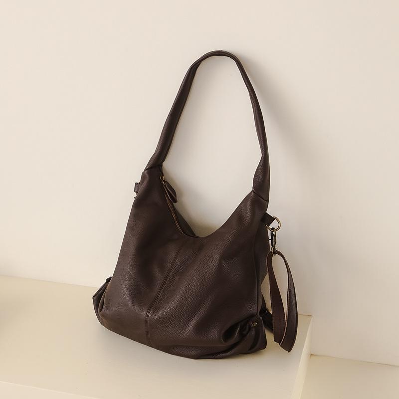 

Johnature Сумка женская из натуральной кожи Универсальная мягкая сумка через плечо из коровьей кожи Большая вместимость Сумка-тоут для通勤 кофейный