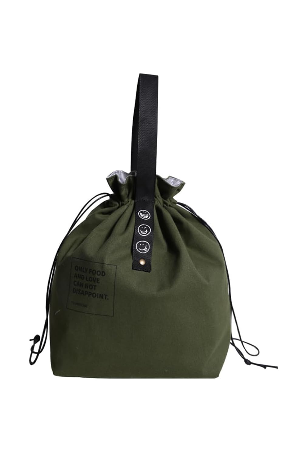 

Изолированная сумка для ланча из хлопкового холста с большим и стильным шнурком. Прочная, эта сумка для ланча идеально подходит для улицы и унисекс 100% зелёный