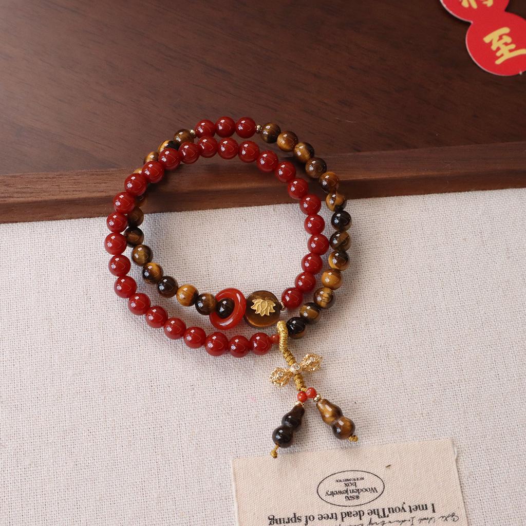 Natural Nanhong Agate Bracelet, Tiger'S Eye Stone Blue Water Jadeite Bracelet. Fashion Women Daily Jewelry Lucky Gift