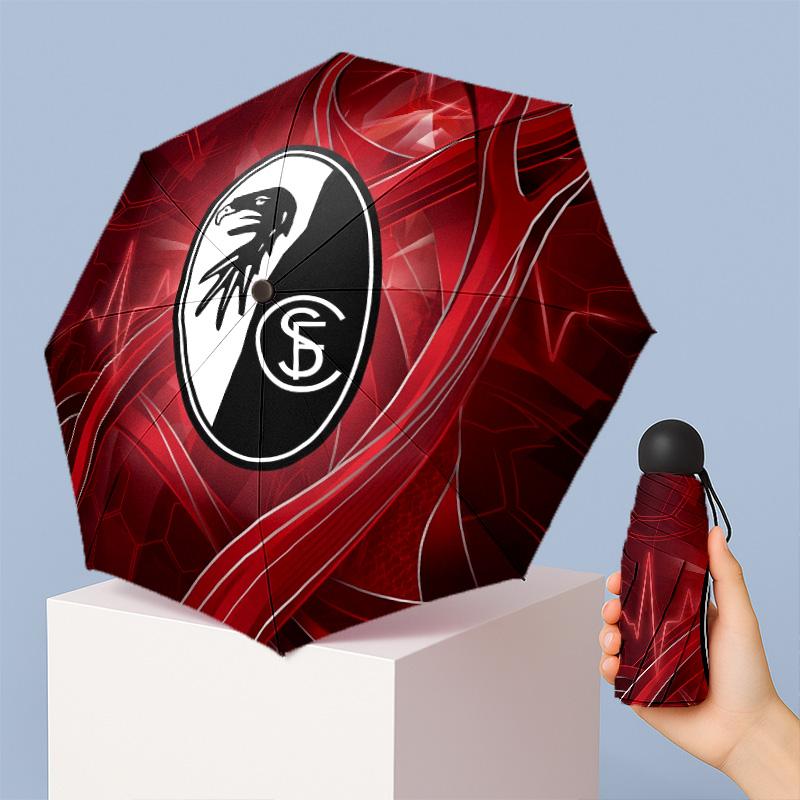 SC Freiburg FC Mini 5 Fold Pocket Umbrella Compact Lightweight Anti UV Rain Sun Protection Umbrella Portable Travel Umbrella