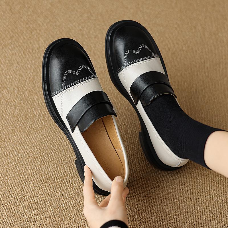 2024 Spring Summer Classic Women Pumps Mature Vintage Mixed Colors Genuine Leather Low Heels Shoes Woman Working Casual Shoes
