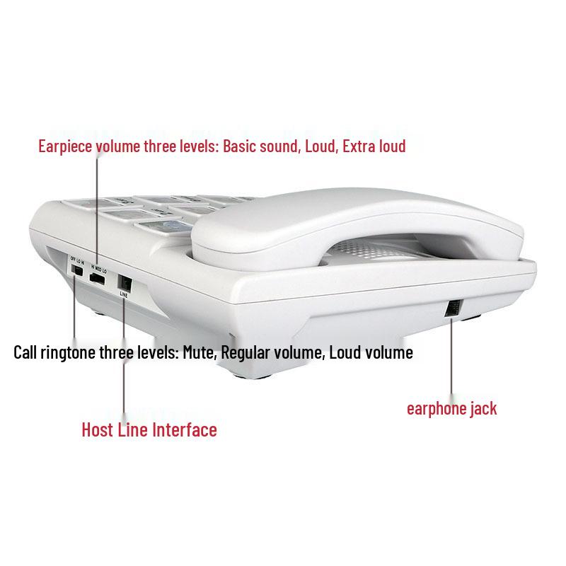 Elderly Wired Phone with One-Key SOS, Speed Dial, and Adjustable Volume