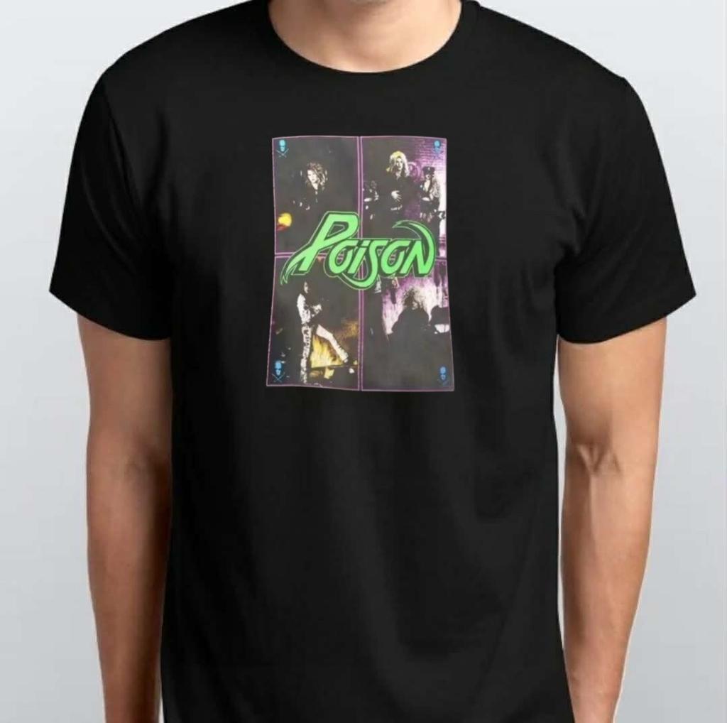 Rare POISON 1988 Band T-SHIRT Black