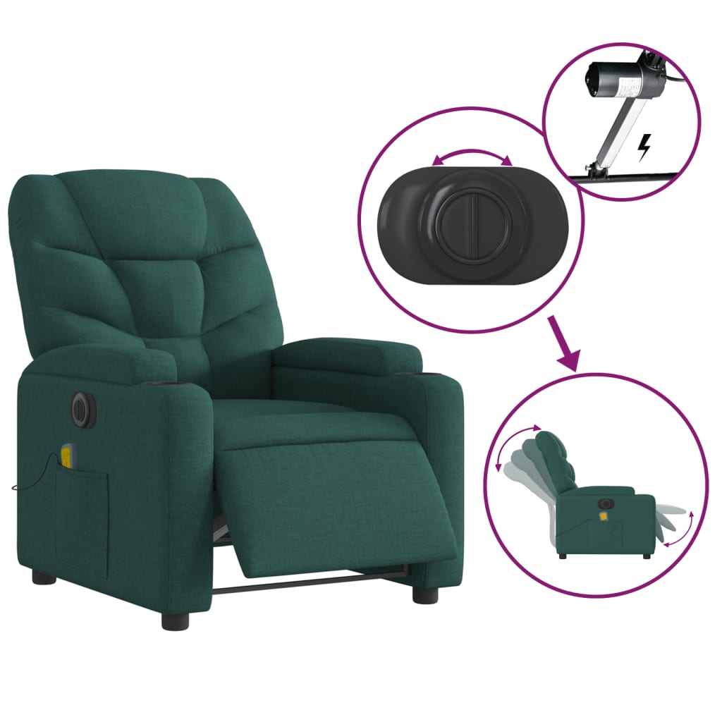 Electric Massage Chair Dark Green Fabric