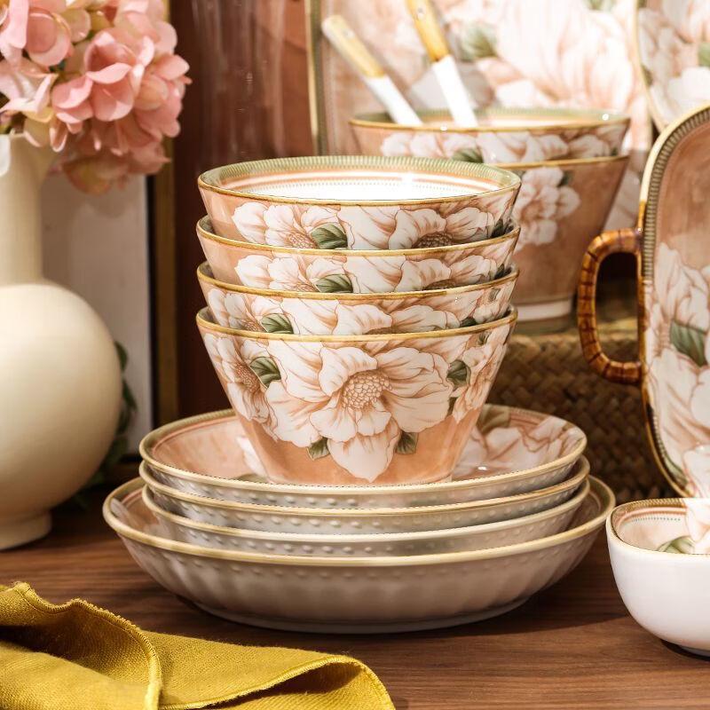 Zestaw ceramicznych misek na ryż w japońskim stylu Abay, podszkliwnych