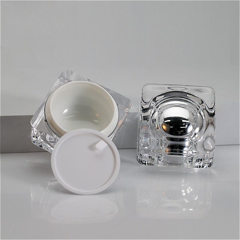 Acrylic Crystal Cream Jars 15/30/50g & Pump Bottles 30/50/100ml, Refillable Cosmetic Containers for Lotion Serum Face Cream