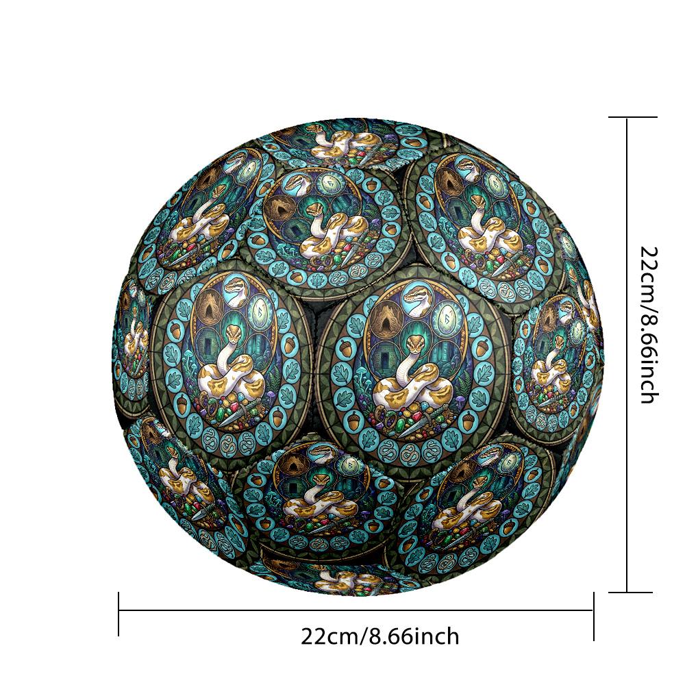 Snake Treasure Mandala Round Football Size 5 Adult Ball Suitable for Training Matches and Outdoor Team.