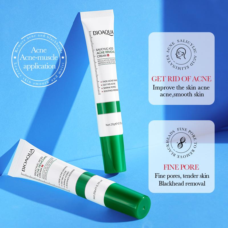 BIOAOUA Salicylic Acid Acne Cream Shrink Pore Cream Elimination Large Pores Remove Blackehead Repairing Skin Care Facial Cream