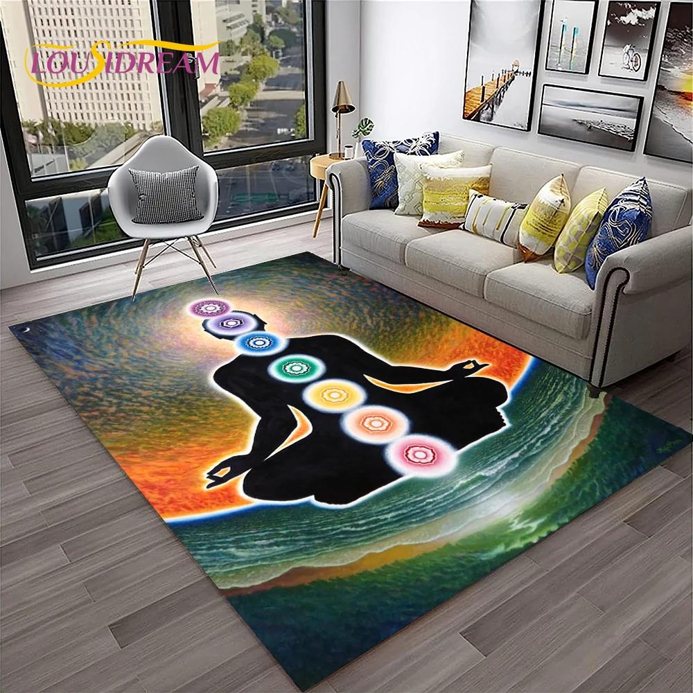 Naturalize Yoga Meditatie Regenboog 7 Chakra Zacht Tapijt Kleed voor Huis Woonkamer Slaapkamer Bank Deurmat Decor, Antislip Vloermat