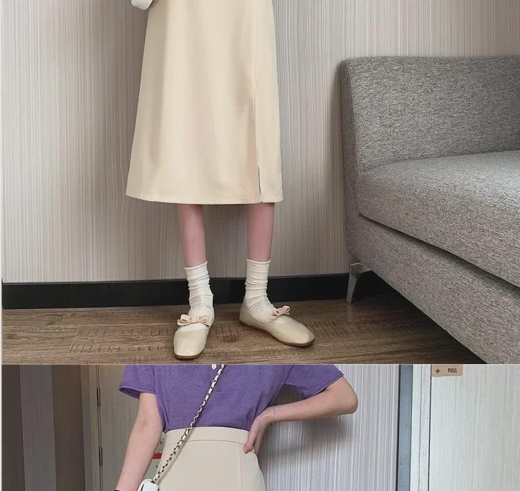 Pear-Shaped Plus Size High-Waisted A-Line Midi Skirt Suit with Slit for Women - Autumn Collection