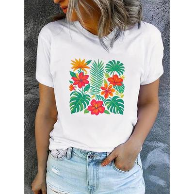 Women'S Summer Short-Sleeve Printed T-Shirts, Fashionable And Casual, Machine-Washable Comfortable Fit 2D Flat Printing