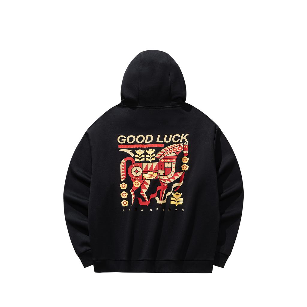 Anta Vabaaja Mood Sportlik Mitmekülgne Vaba Mugav Fliis Paks Soe Kapuutsiga Pullover Meeste dressipluus Põhi-Must 952618713-3