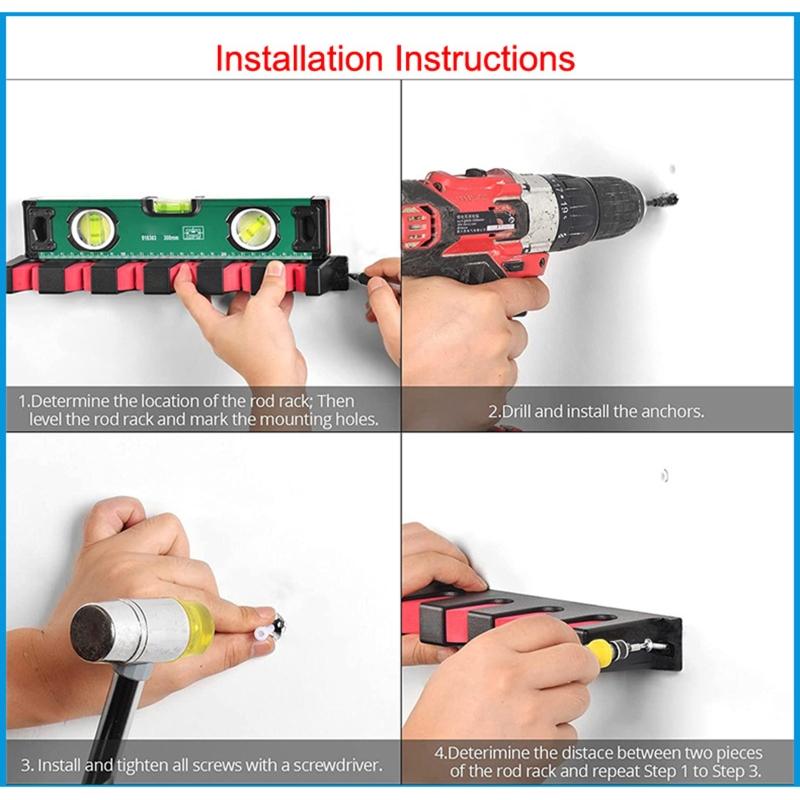 6-Rod Fishing Rod Holders Wall-mounted Vertical Rod Stand Fishing Accessories