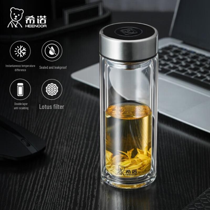 Heenoor Double-Layer Insulated Glass Tea Cup