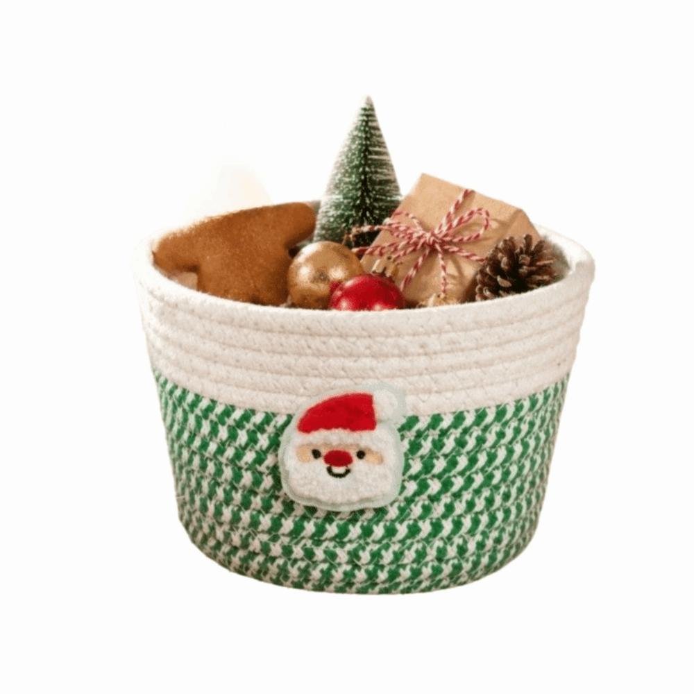 Multi-functional Hand Woven Storage Basket Xmas Theme Sundries Storage Box  Bedroom