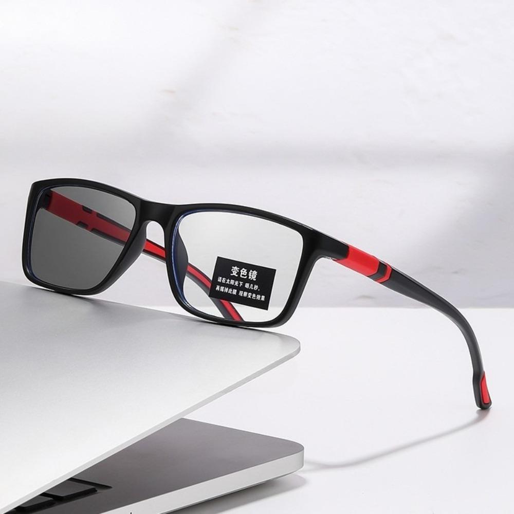 

Retro PC Reading Glasses Grey Red Blue Square Frame Anti Blue Light Eyeglasses Decorative Glasses Frame Glasses Men and Women -50