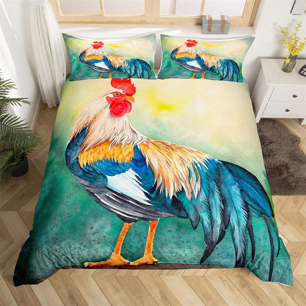 Farm 3D chicken Duvet Cover Rooster Goose Duck for Kid Teen women men gifts Farmhouse Animals for bedroom decorations Queen king