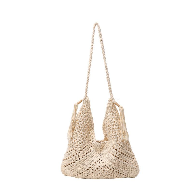 New woven bundle shoulder bag large capacity hollow personality temperament handbag seaside vacation fashion beach bag
