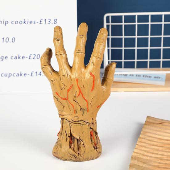 Zombiehand Statue Schlüsselorganisator Schmuckhalter Handfläche Harz Figur Skulptur Halloween Zuhause Büro Schreibtisch Ornament