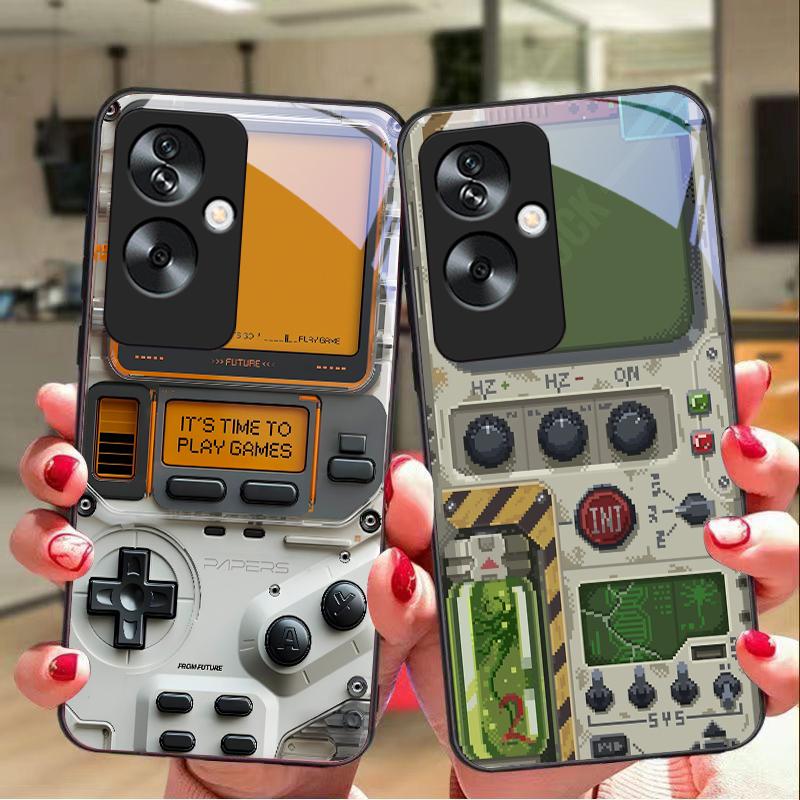 Konsola do gier Dla Oppo A79 5G 58 78 74 60 4G Reno 11F Realme GT 6 11 Note 50 10 C55 X2 Szkło Hartowane Czarne Etui na Telefon