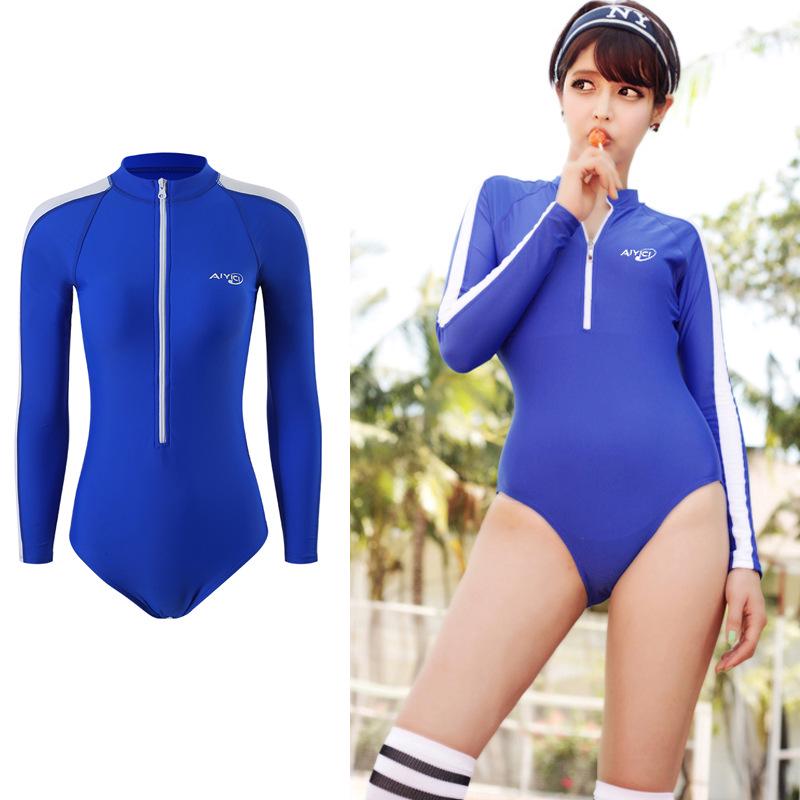 Pure Desire Women's Long Sleeve Swimsuit: Sun Protection, Bust Enhancing, Figure Slimming, Perfect for Beach, Diving, and Surfing Vacations.