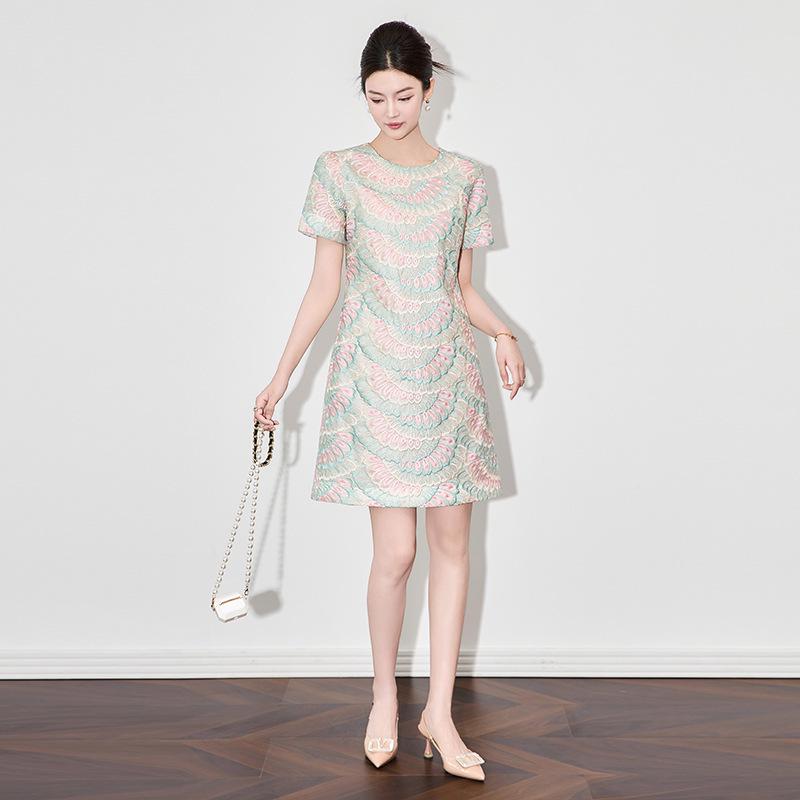 Summer Style Women's Slimming Dress - High-Quality Organza with Sparrow Feather Embroidery