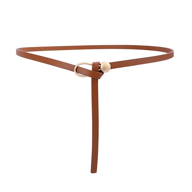 Women Belts Thin Golden Buckle PU Leather Strap For Dress Trousers Casual Black Ladies Female Designer Waistband