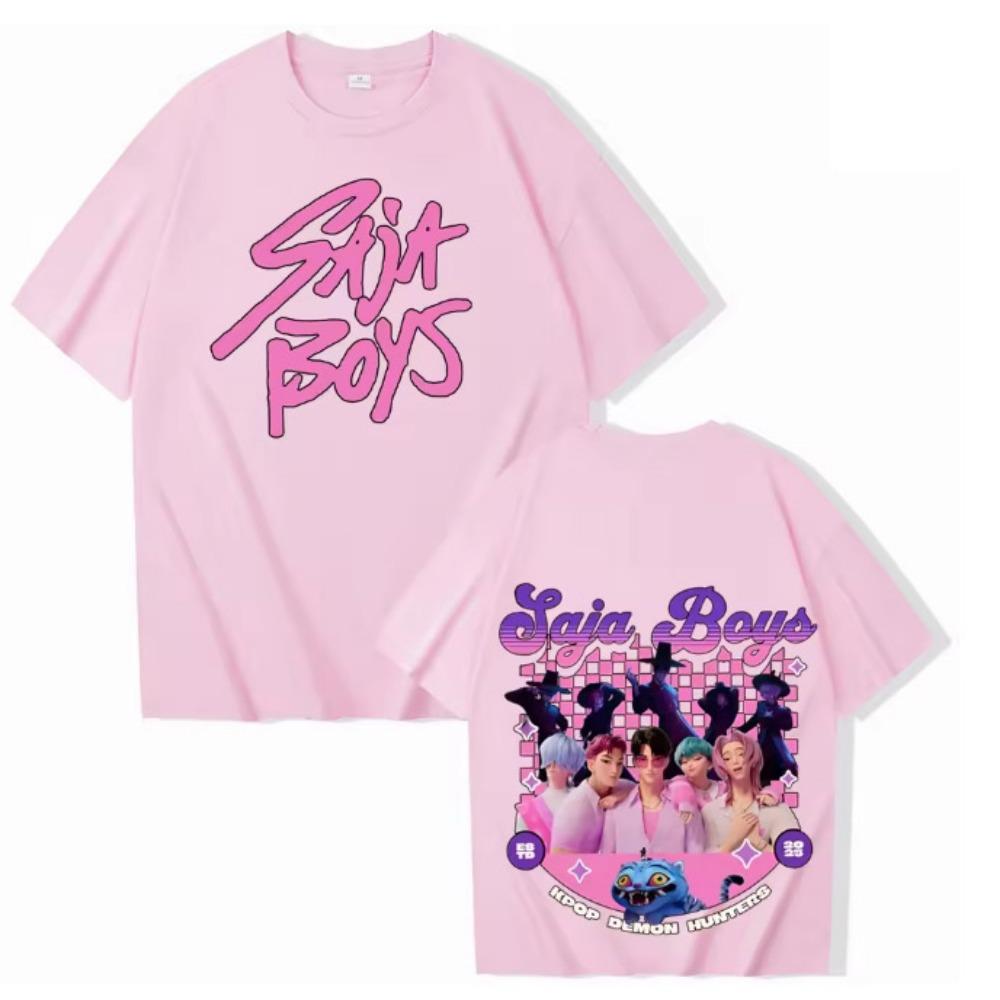 Anime KPop Demon Hunters T-shirt Summer Saja Boys Print Men Women Short Sleeve Y2k Top Summer Oversized Streetwear Tee