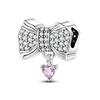 Brand Latest Arrival Compatible With Authentic Original Copper Metal Charm Bead Components Bead Components Bow Perfume Bottle Pink Charm Bead