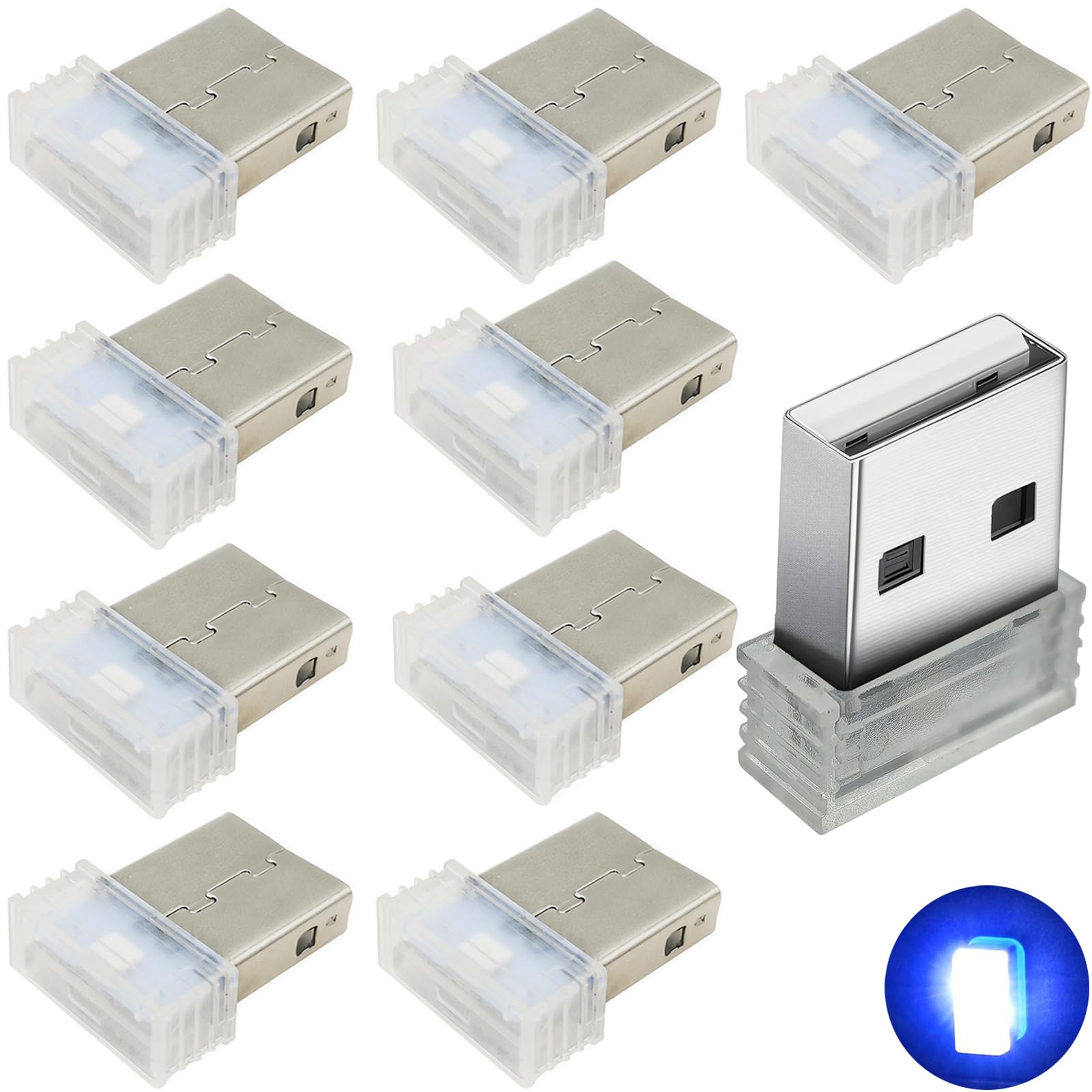 CTRICALVER 10pcs USB Light Car, USB Atmosphere Light, Mini USB