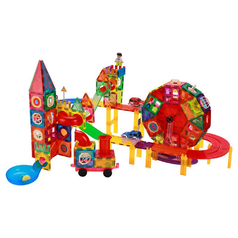 2025 Stained Glass Magnetic Tile Track & Ball Slide Building Set for Kids