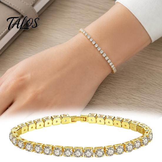 Shiny Faux Crystal Bracelet for Women, Silver/Golden Rhinestone Bangle Bracelet, Sparkling Skin Friendly Alloy Plated Cubic Zirconia with Secure Clasp