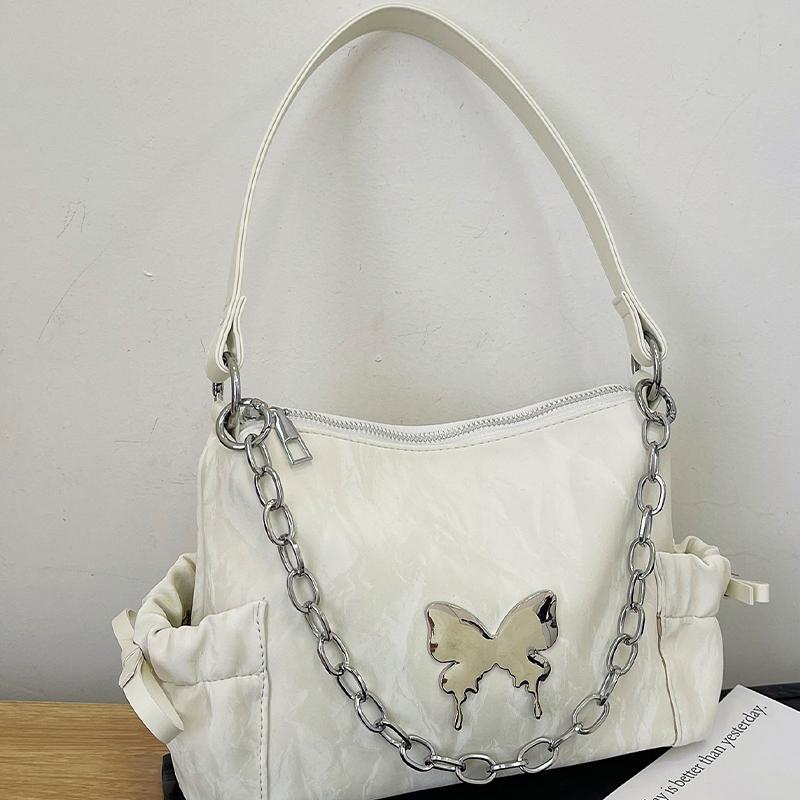 PU Material Four Seasons General Fashion All-match Small Backpack Chain Bow Solid Color Casual Dating Party Work