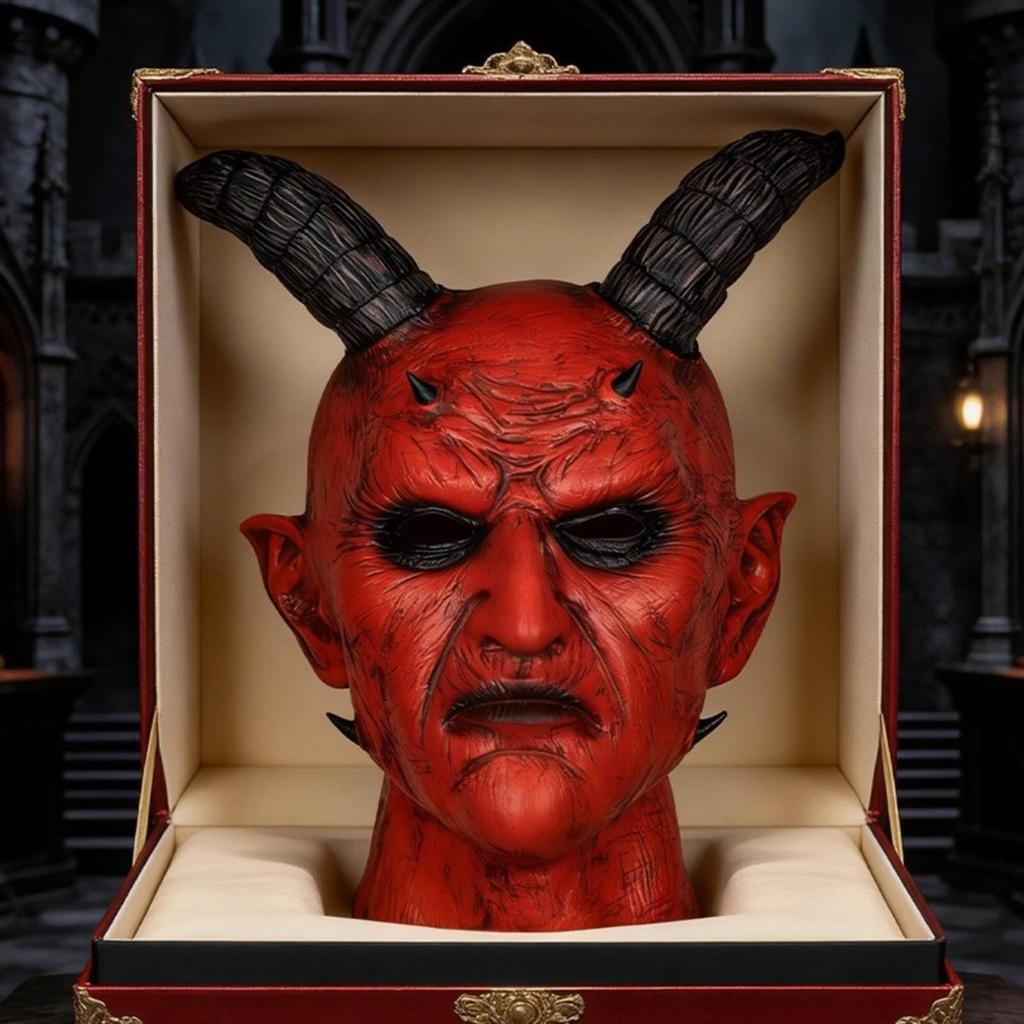 Latex Devil Mask with Horns Red Textured for Cosplayers