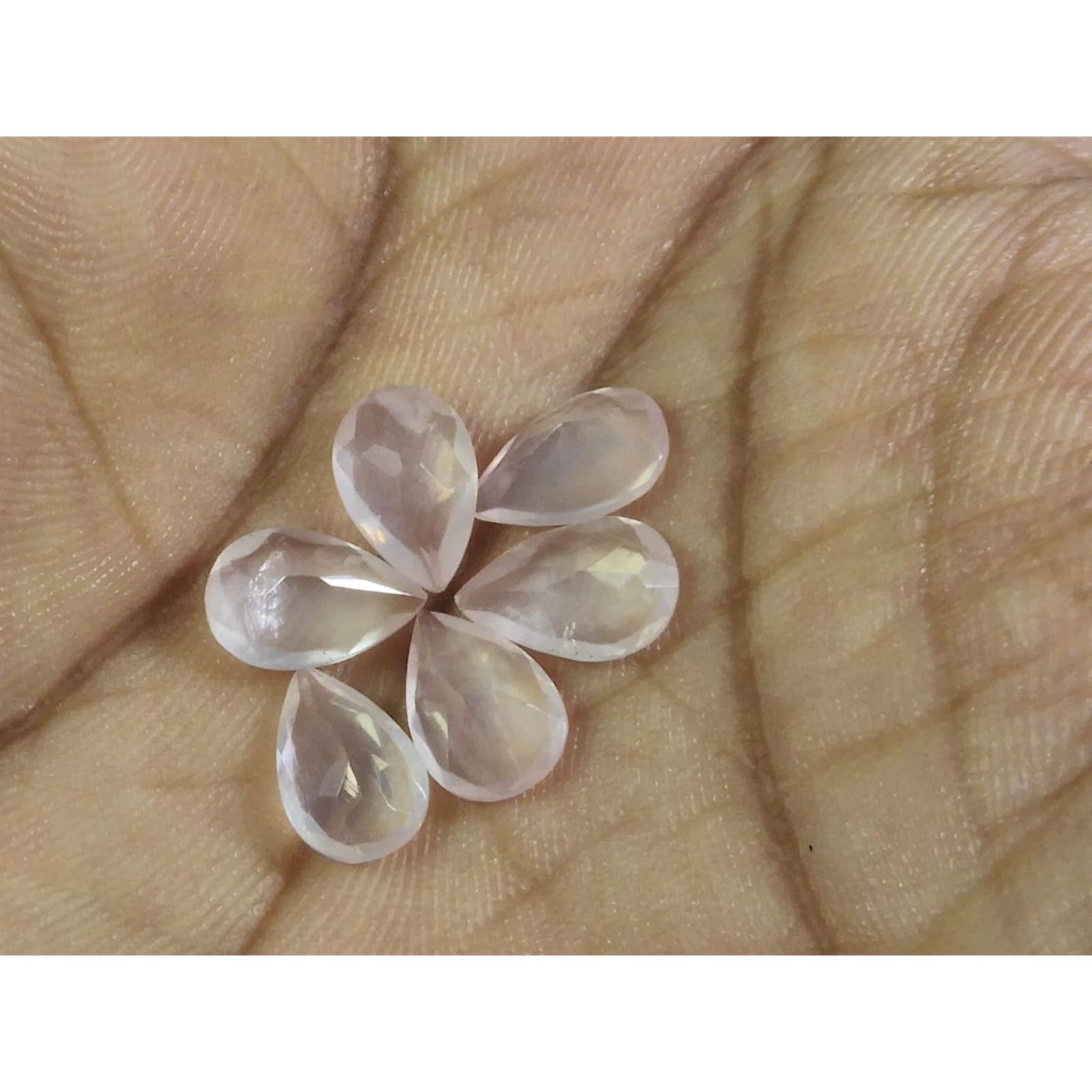 

6X9ММ Натуральный Розовый Кварц Огранка Груша Кабошон Свободный Драгоценный Камень Лот 6 Шт 6 Карат. А-354