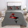Love Couple Duvet Cover And Pillow Shams Set,Pink, Gray,Sexy Lips,Kissing, Comforter Cover For Women,Girls,bedding Set black,red